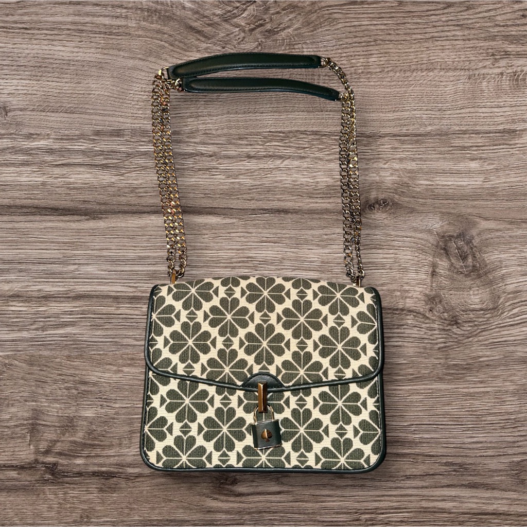Kate Spade Clover Pattern Crossbody Bag - Green And Cream